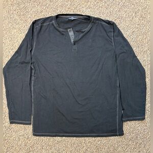 Michael Brandon Black Long-Sleeve Henley Shirt